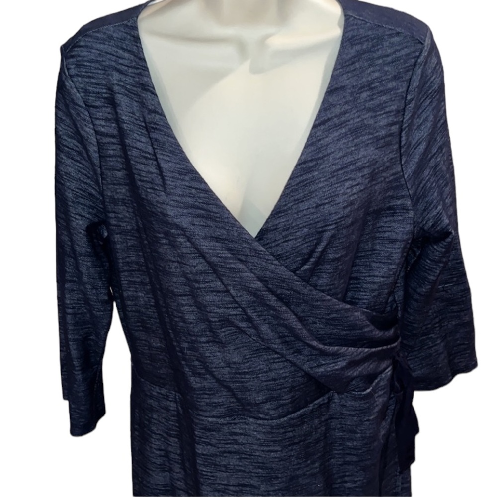 The Limited  size large dark blue denim like faux wrap lined midi dress